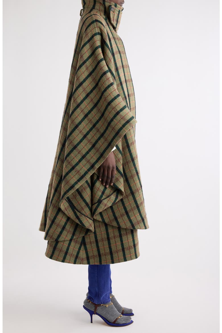 Brushed Wool Blend Check Coat, Alternate, color, MULTICOLOR GREEN