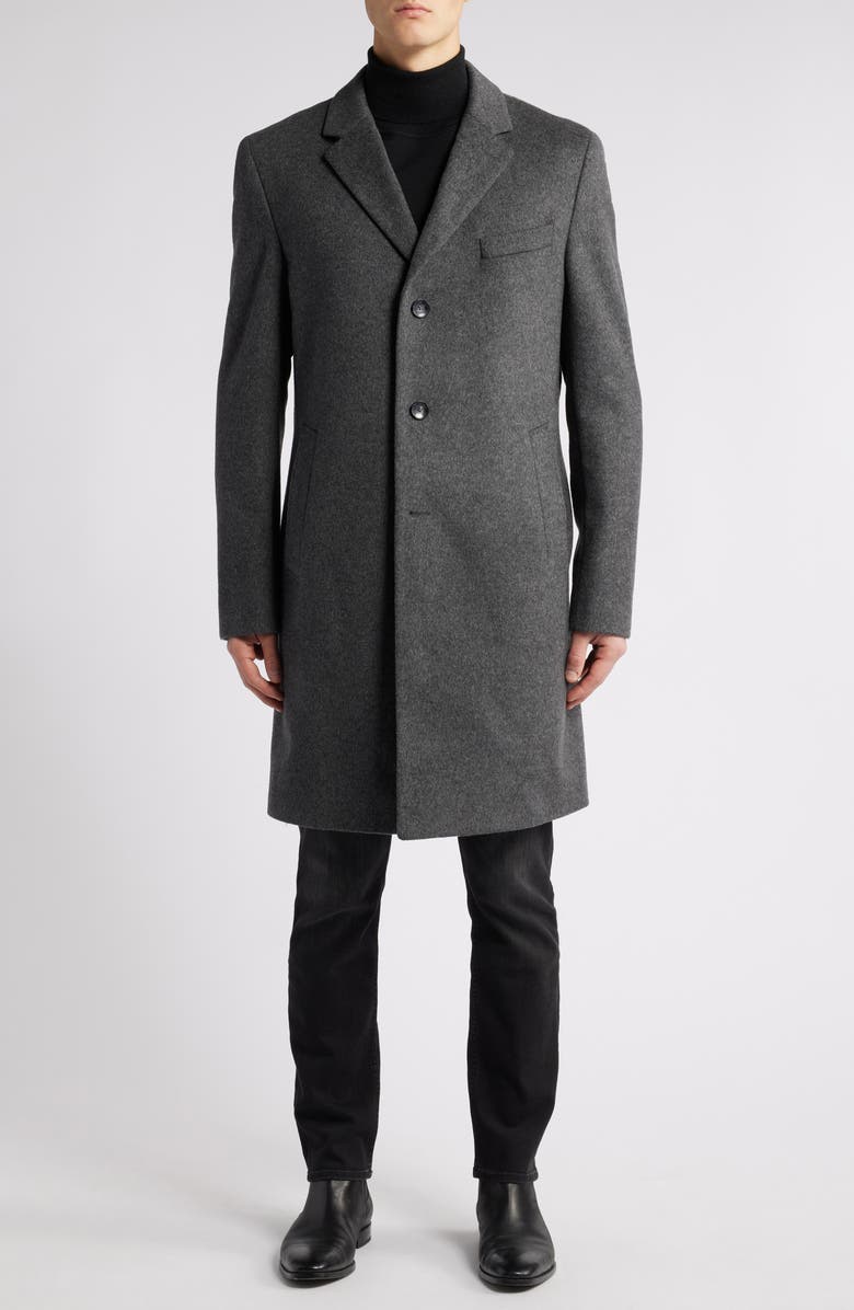 BOSS Hyde Felted Wool & Cashmere Car Coat, Alternate, color, Med Gy