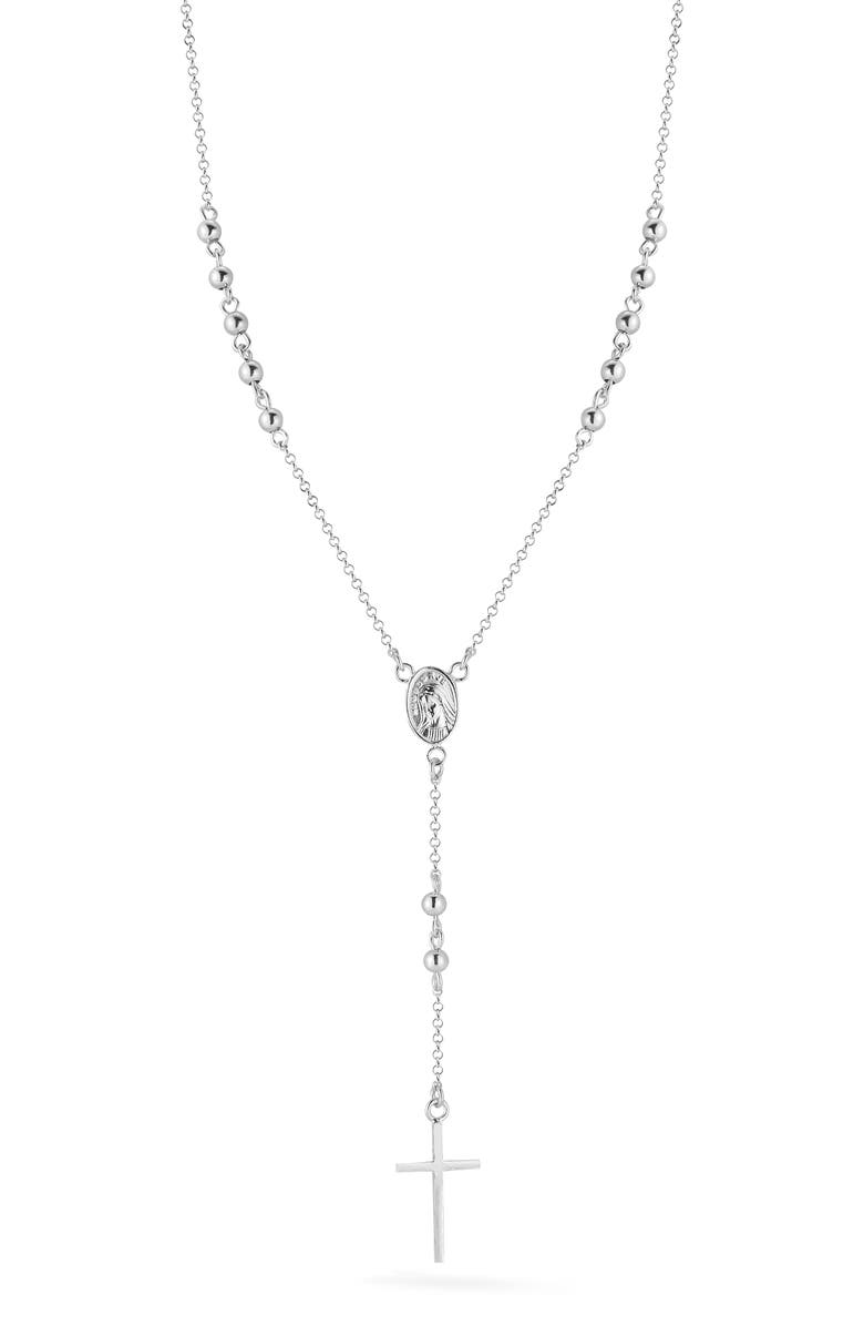 GLAZE JEWELRY Rosary Necklace, Main, color, Silver