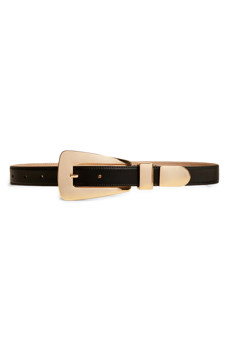 Khaite Lucca Leather Belt, Main, color, Black