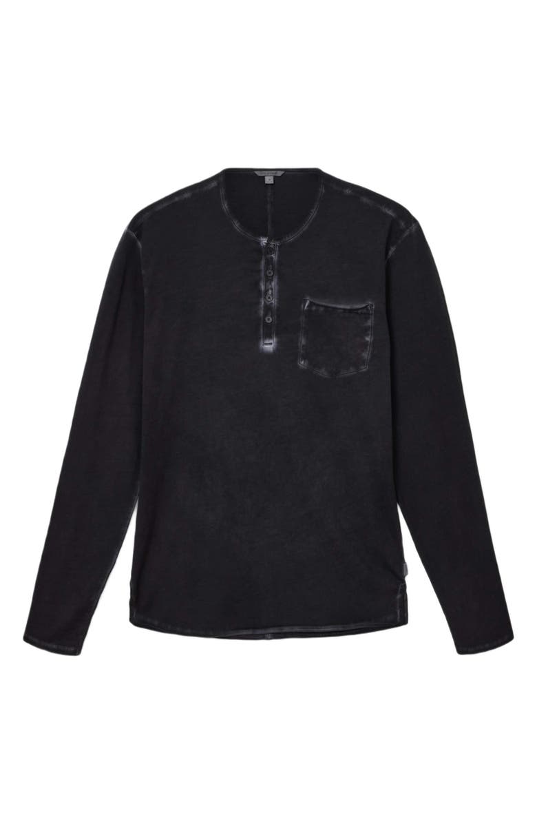 John Varvatos Baylor Organic Cotton Long Sleeve Henley, Main, color, Black