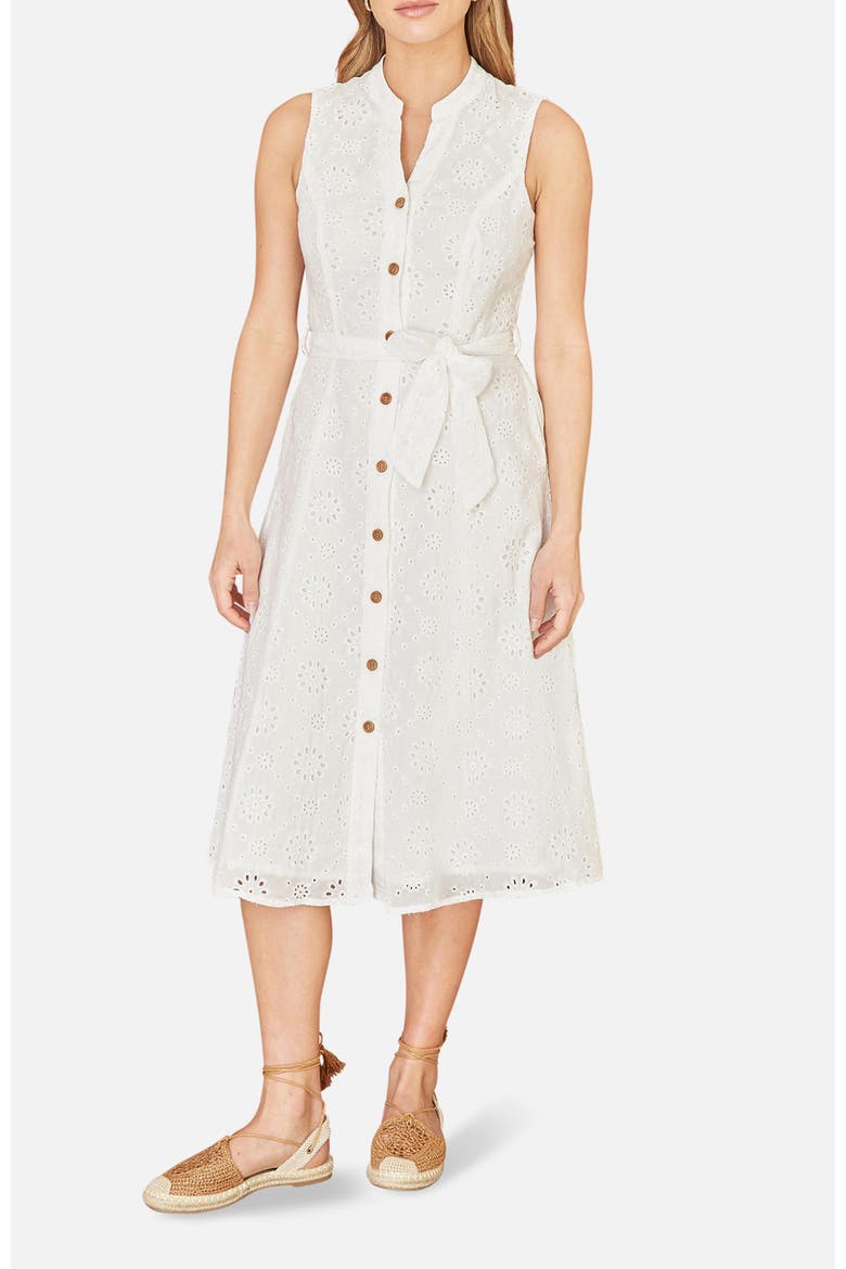 Broderie Anglaise Cotton Shirt Dress, Alternate, color, White