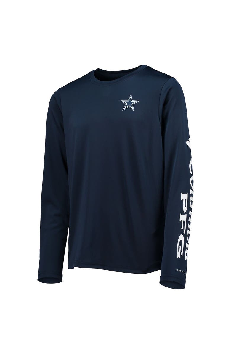 Columbia Youth Columbia Navy/White Dallas Cowboys Terminal Tackle Omni-Shade Long Sleeve T-Shirt, Alternate, color, 