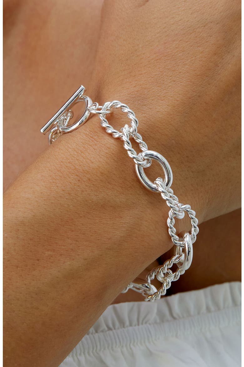 Twisted Link Toggle Bracelet, Main, color, WHITE