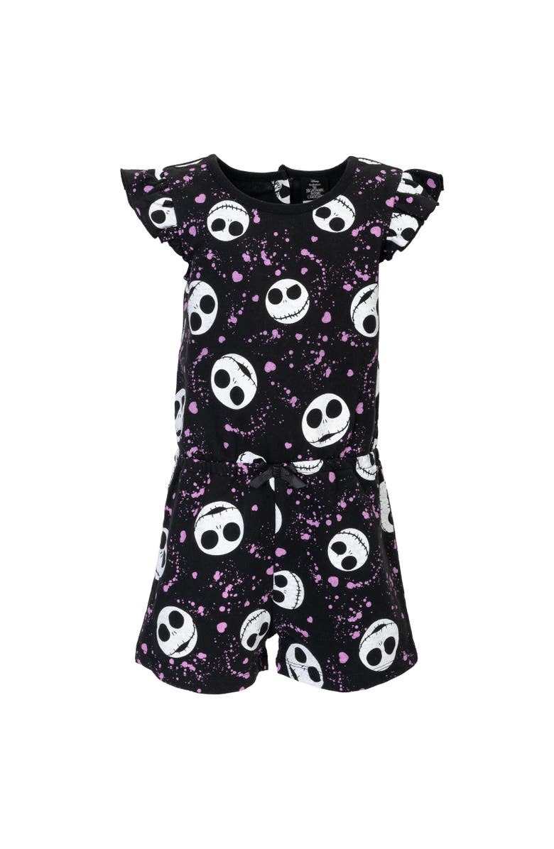 Disney Sleeveless Skater Romper, Main, color, Jack Skellington Black Black