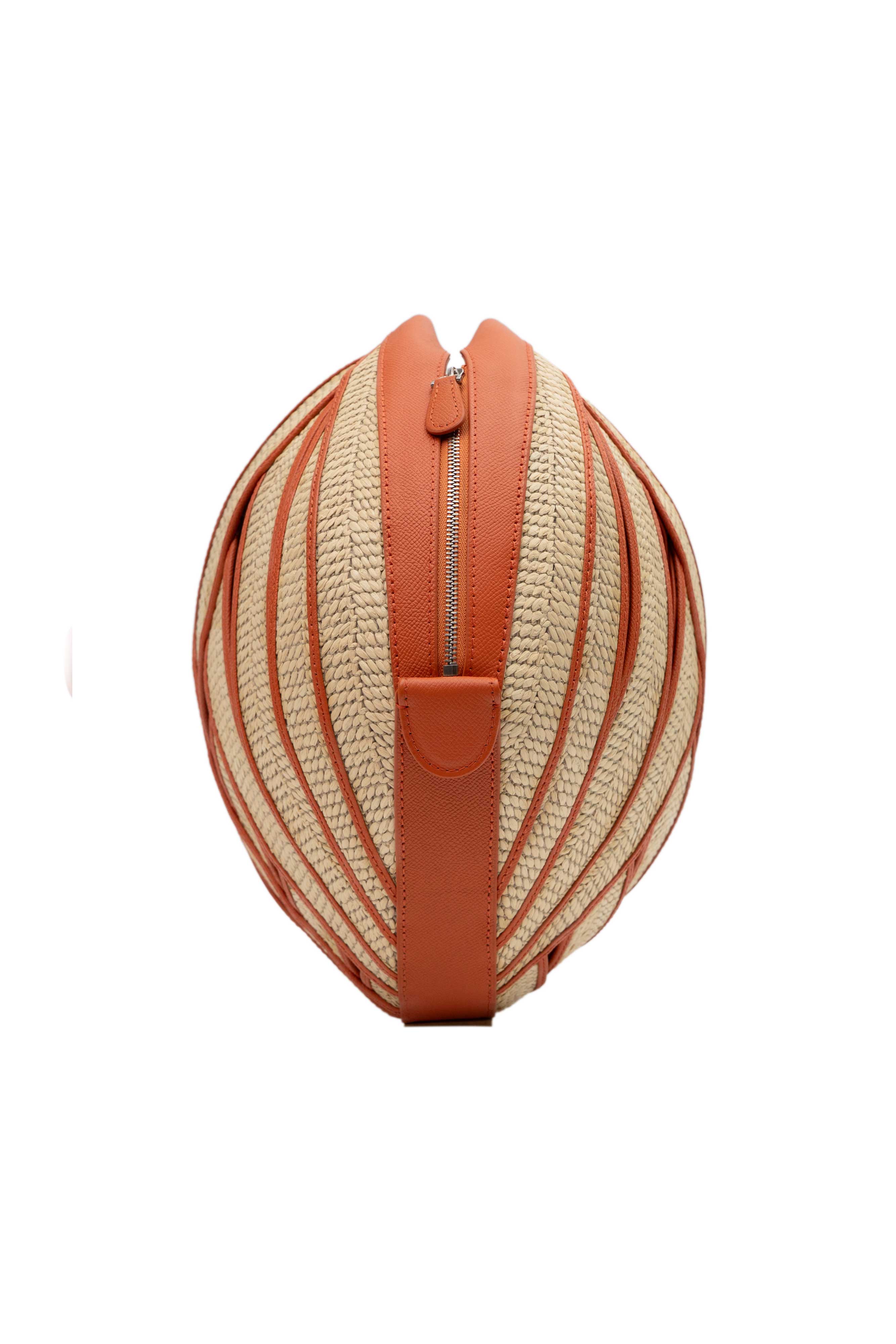 PERRIN PARIS Le Panier Handbag Raphia Flame, Alternate, color, Raphia Beige / Flamme