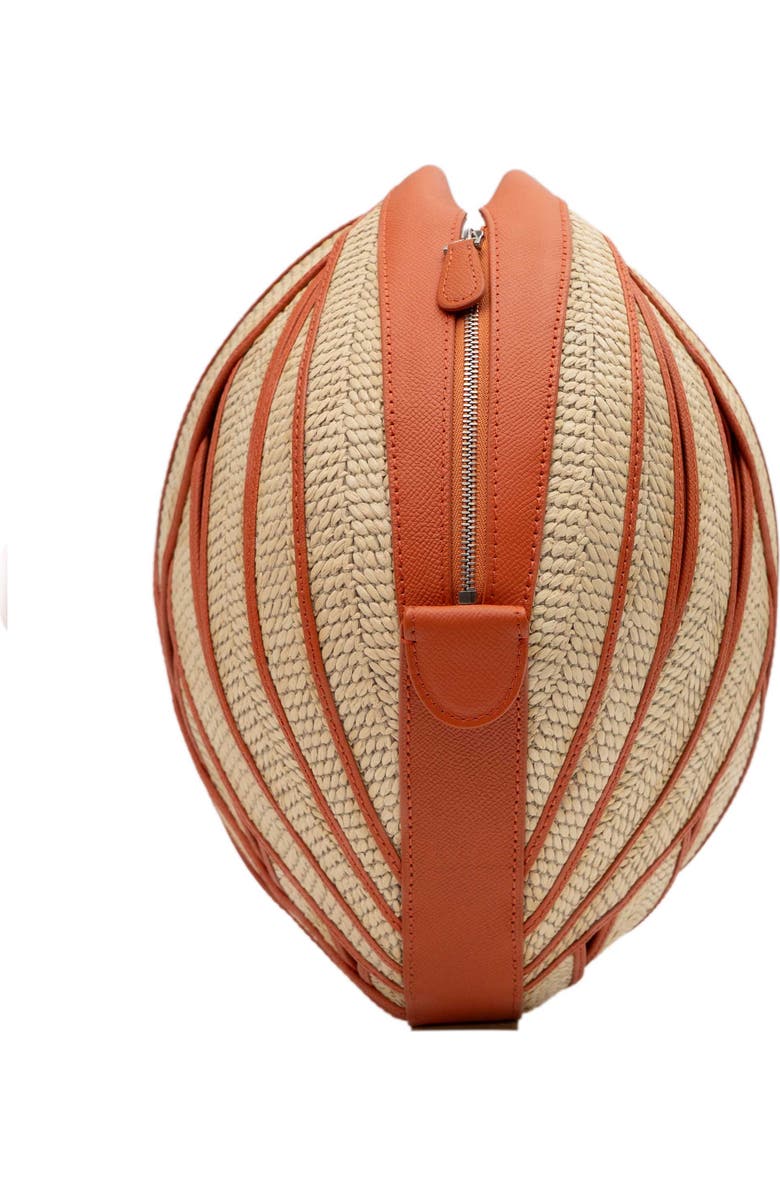 PERRIN PARIS Le Panier Handbag Raphia Flame, Alternate, color, Raphia Beige / Flamme