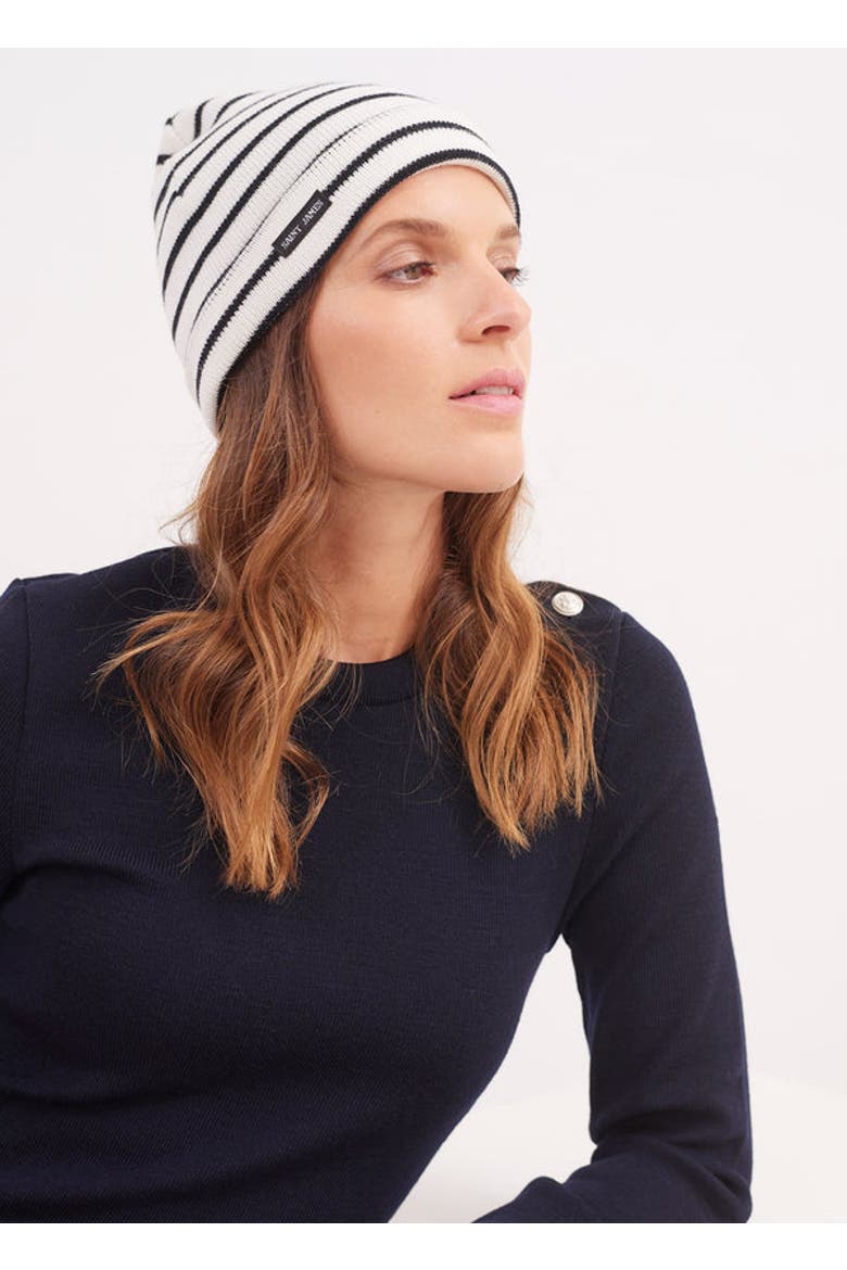 CARTIER - Nautical Striped Beanie, Main, color, IVORY / NAVY