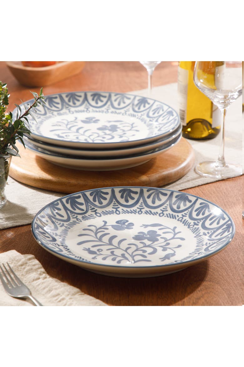 2-Time Oprah's favorite things, Valencia Flor 4pc Stoneware Dinner Plate Set, Alternate, color, Iris Blue