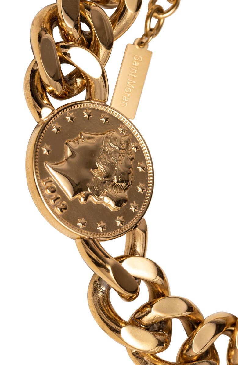 st. Moran Corte Oversize Curb Chain Collar Necklace, Alternate, color, Yellow