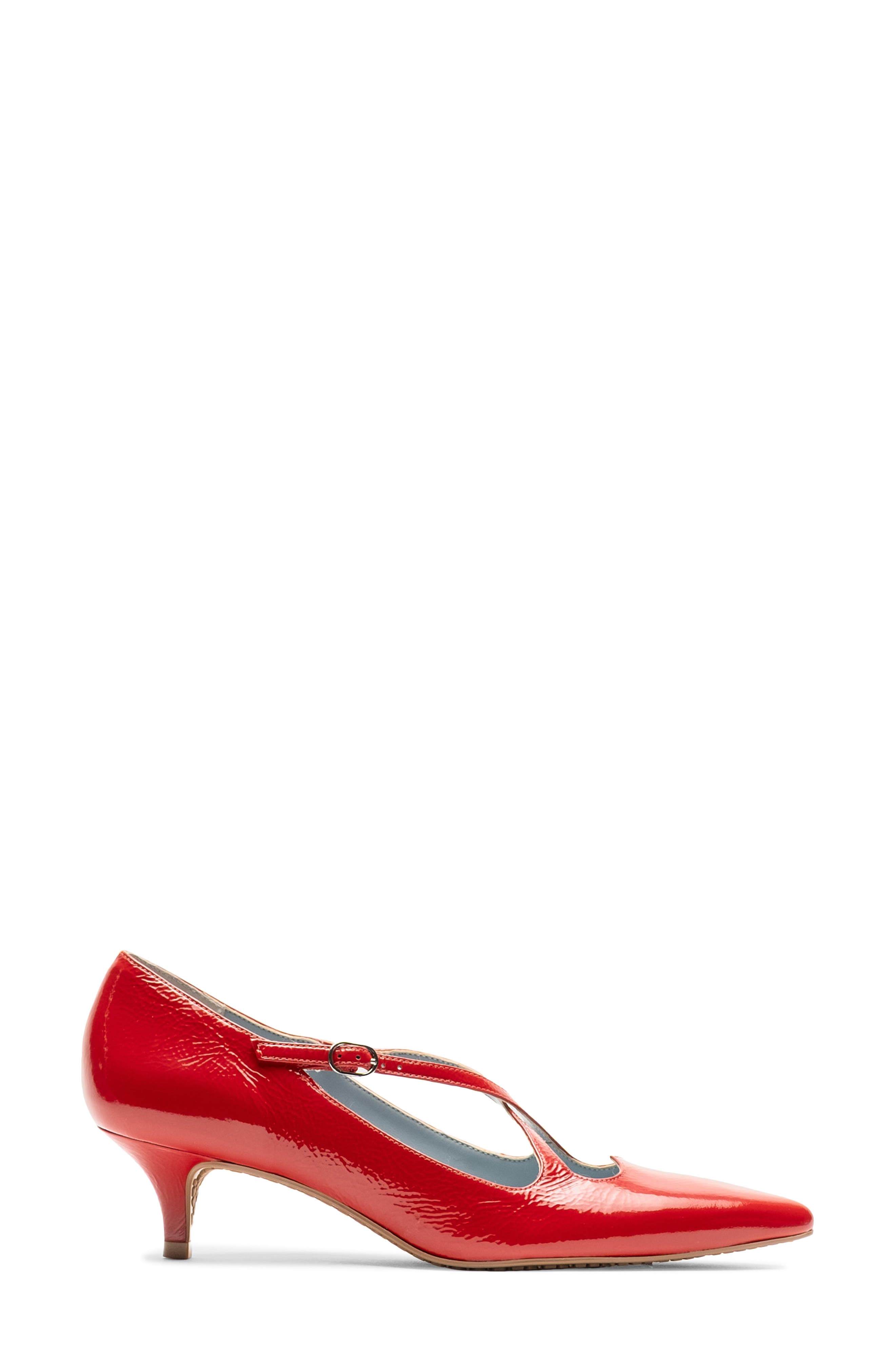 Frances Valentine Lily Pointed Toe Kitten Heel Pump, Alternate, color, Red