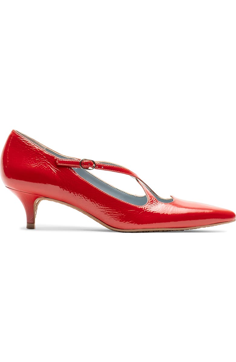 Frances Valentine Lily Pointed Toe Kitten Heel Pump, Alternate, color, Red