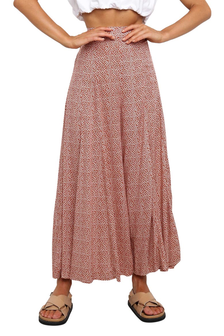 Neveah Floral Print Wide Leg Pants, Main, color, RUST