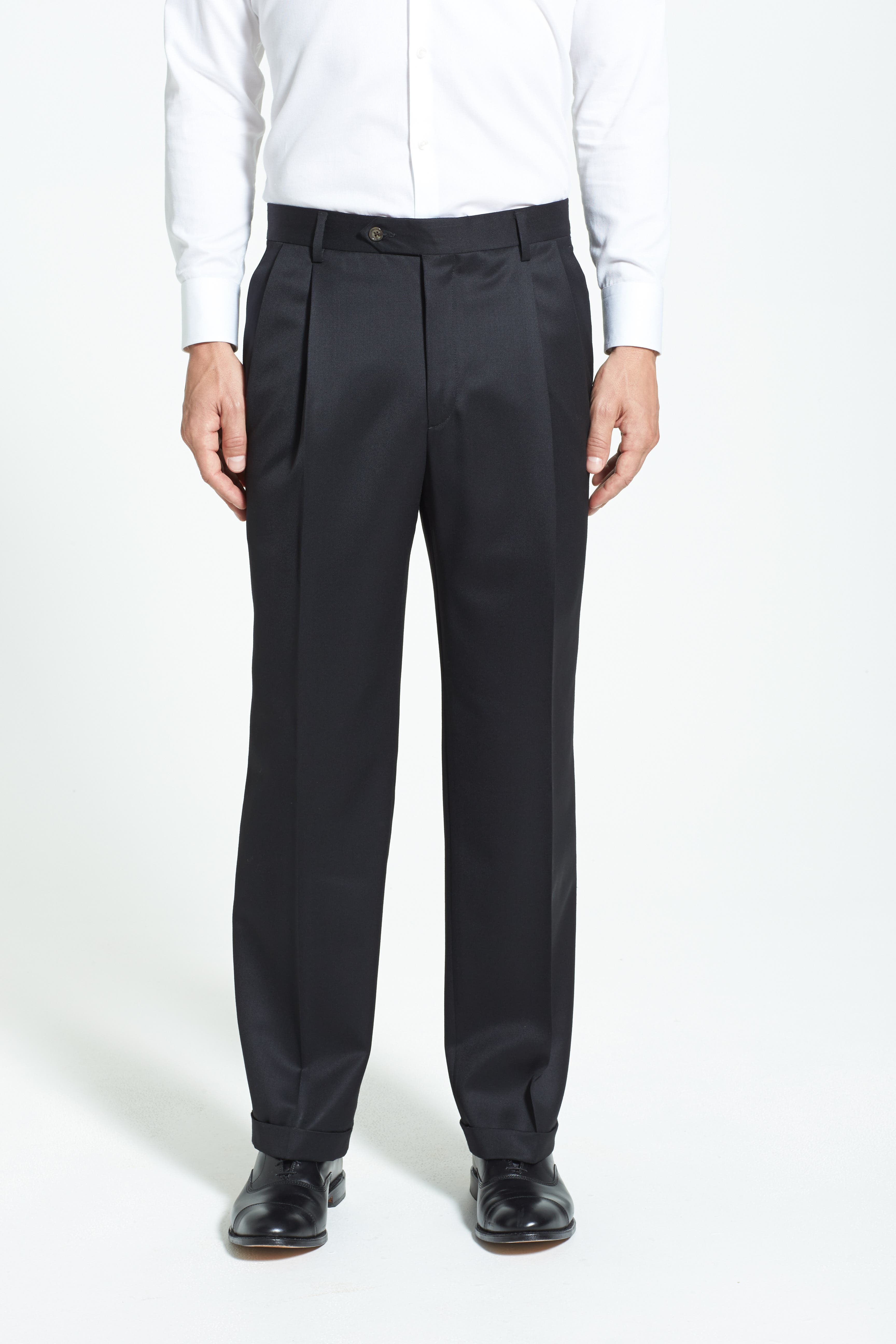 Мужские платья Berle Pleated Classic Fit Wool Gabardine Dress Pants — фото 4