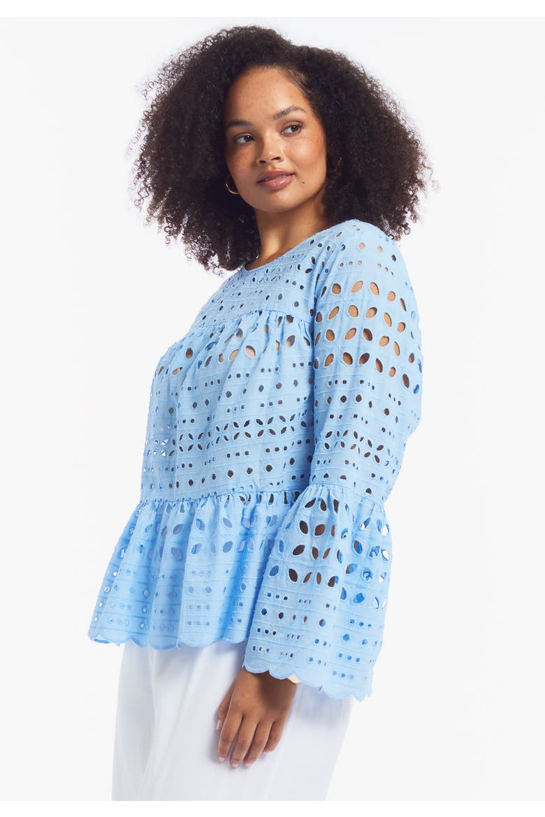 Flounce Peplum Top, Alternate, color, PLACID BLUE
