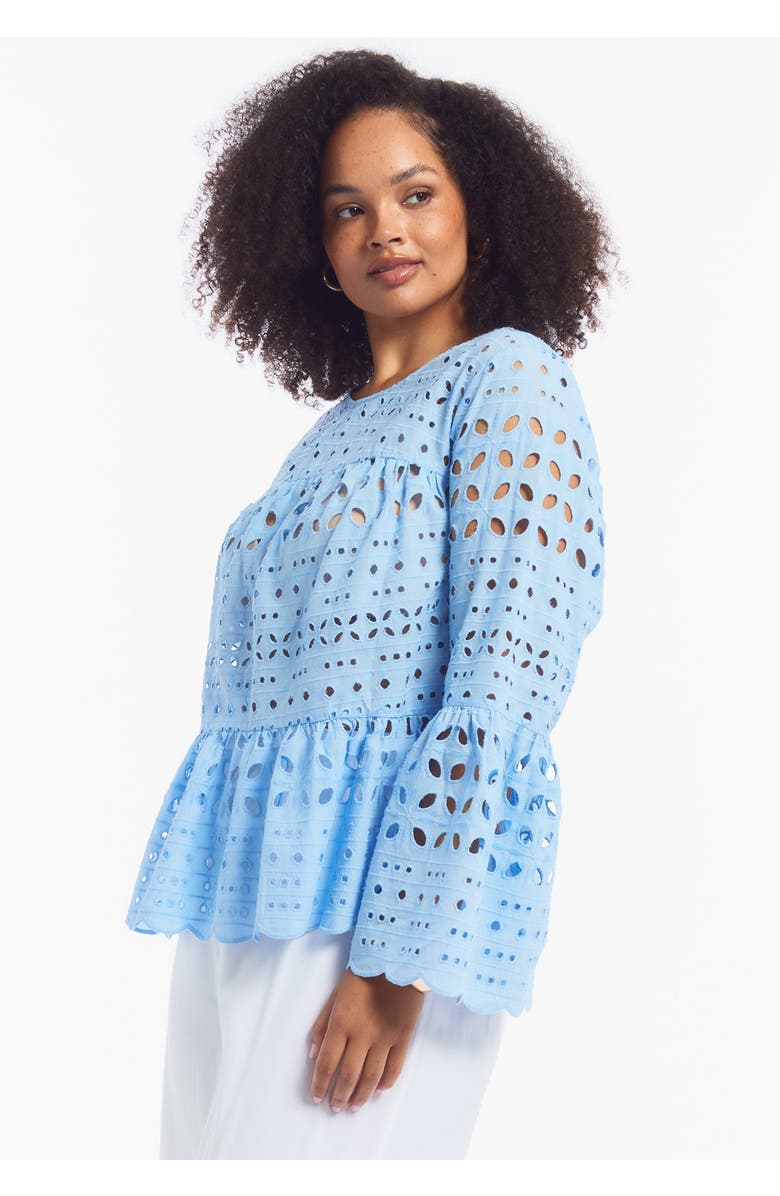 June + Vie Flounce Peplum Top, Alternate, color, Placid Blue