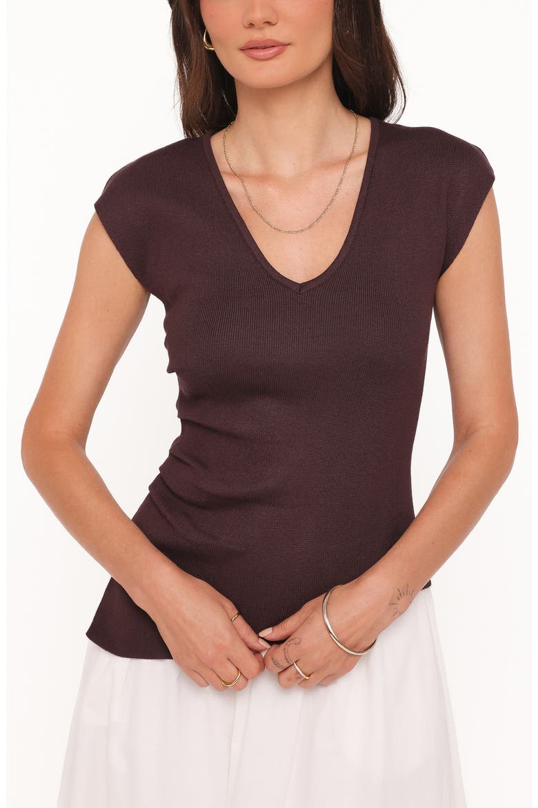 Side Ruched Knit Top, Alternate, color, CHOCOLATE BROWN
