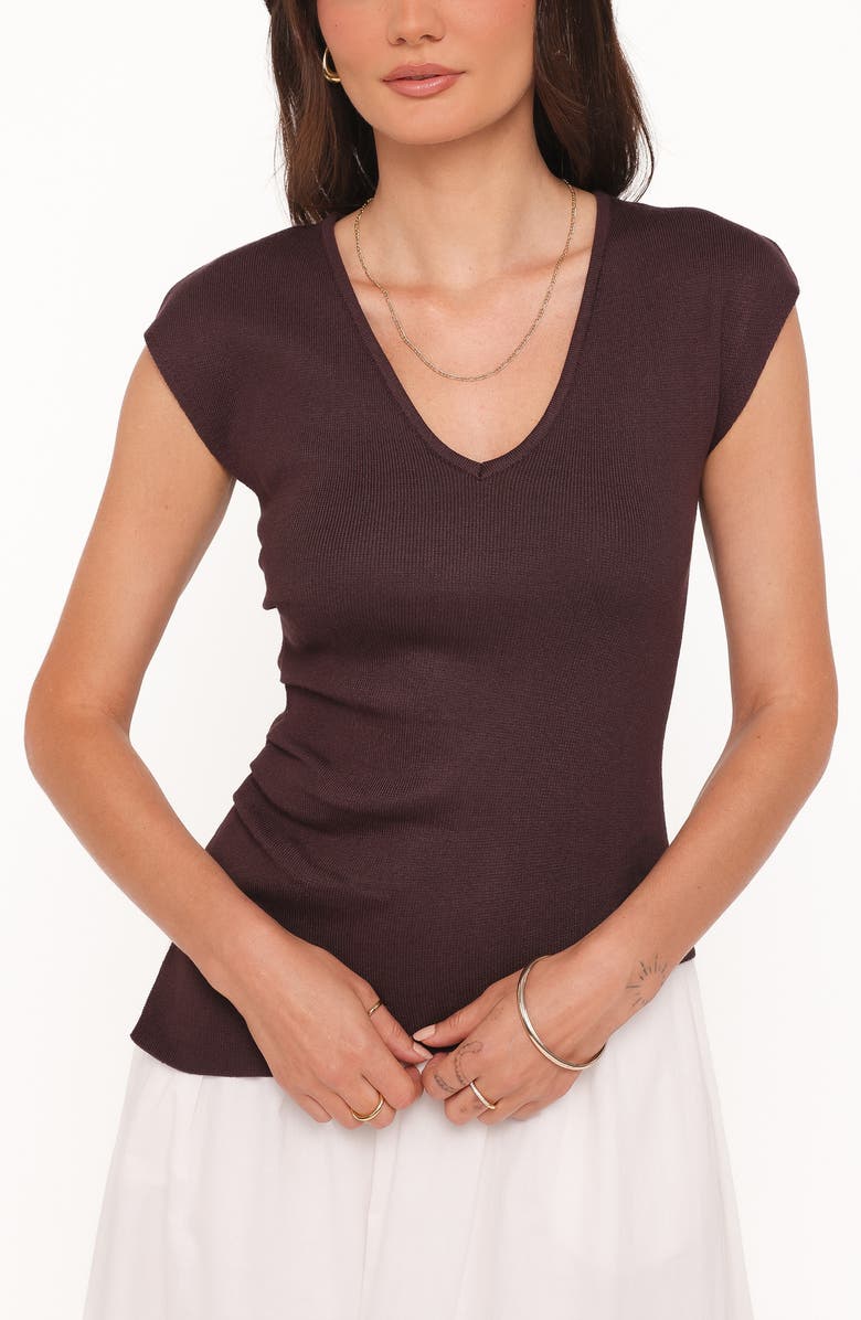 Petal & Pup Side Ruched Knit Top, Alternate, color, Chocolate Brown