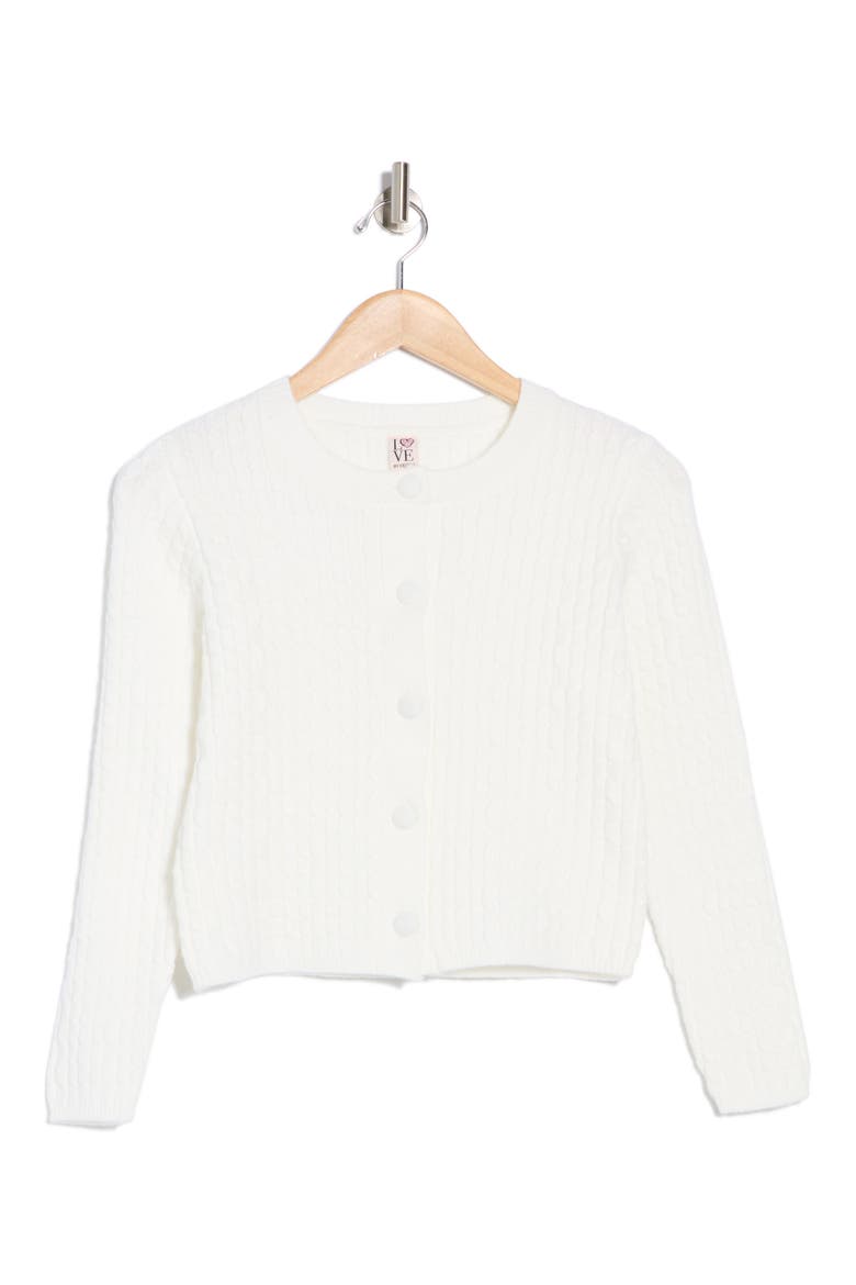 Bambie Cable Knit Crop Cardigan, Alternate, color, GARDENIA