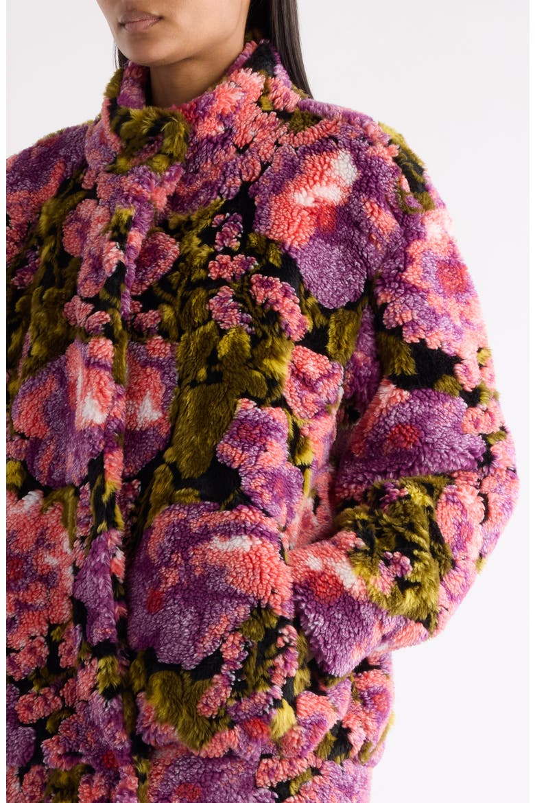 Vandi Floral Jacquard High Pile Fleece Jacket, Alternate, color, PINK