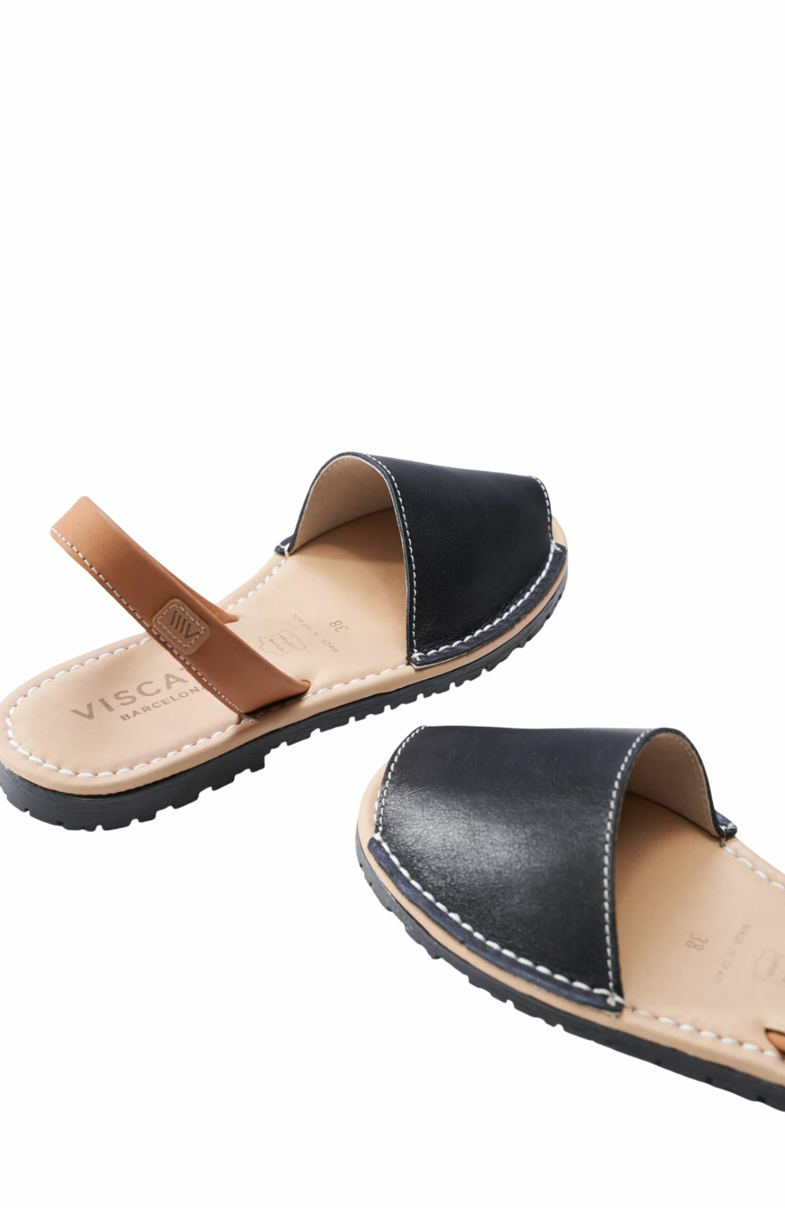 VISCATA Menorquina Leather Avarca Sandals, Alternate, color, Black