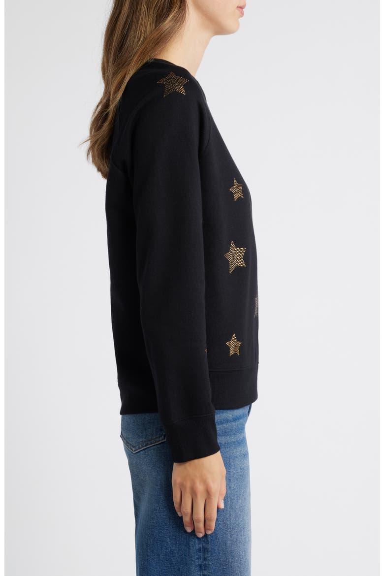 Stars Metallic Graphic Sweatshirt, Alternate, color, BLACK- GOLD STARS