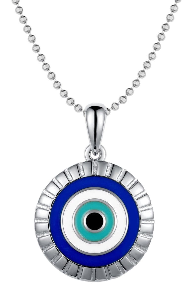 Mantra Evil Eye - I Am Supported And Protected necklace, Main, color, Silver