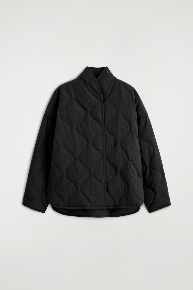 Shawl-Collar Quilted Jacket, Alternate, color, BLACK