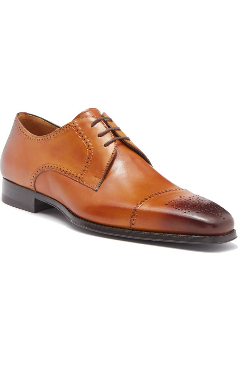 Magnanni Brogue Cap Toe Leather Oxford, Main, color,