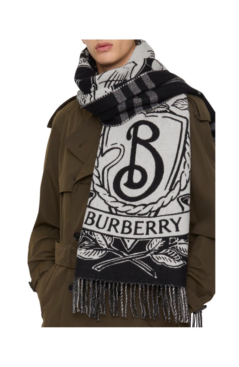 Burberry Wide Reversible Stormy Knight Scarf, Alternate, color, Black/Calico
