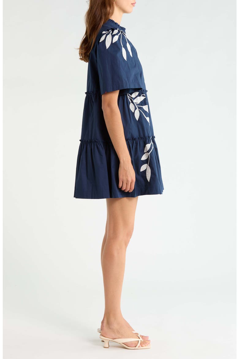 Dixie Split Neck Cotton Shift Dress, Alternate, color, NAVY