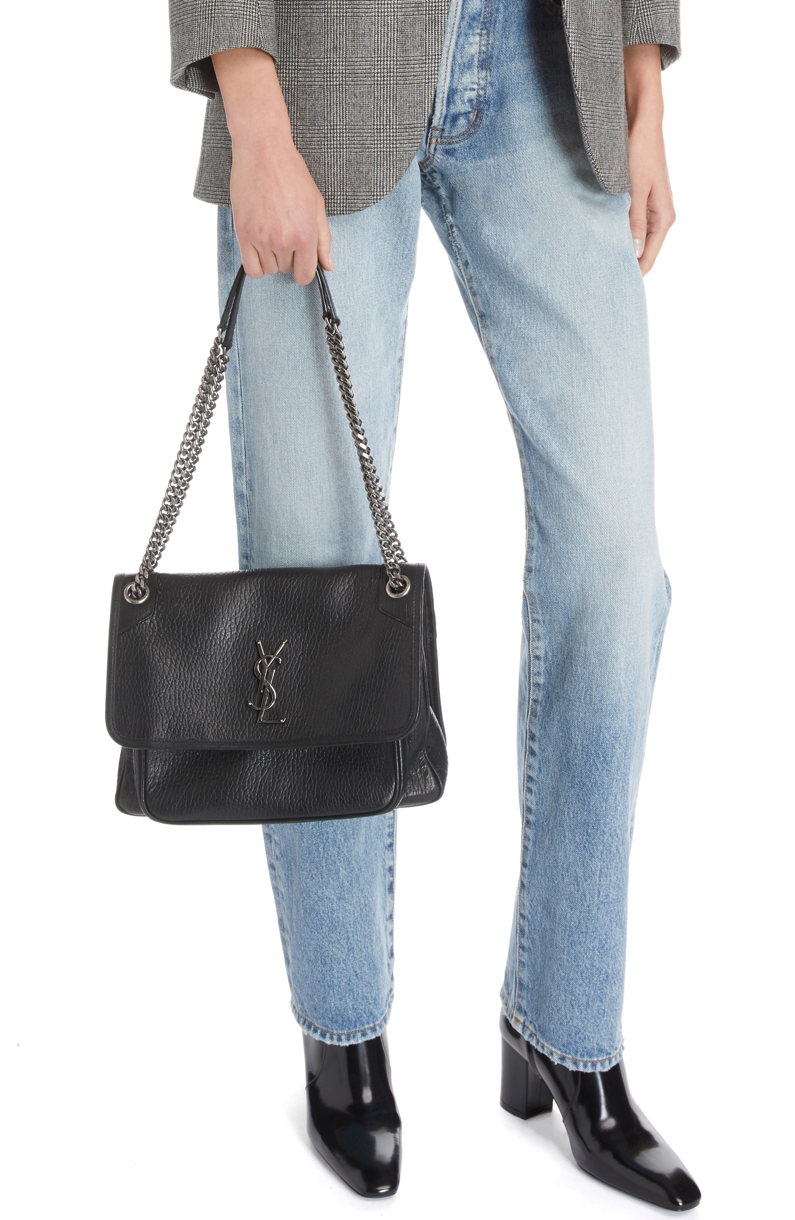 Saint Laurent Medium Niki Leather Shoulder Bag, Alternate, color, 