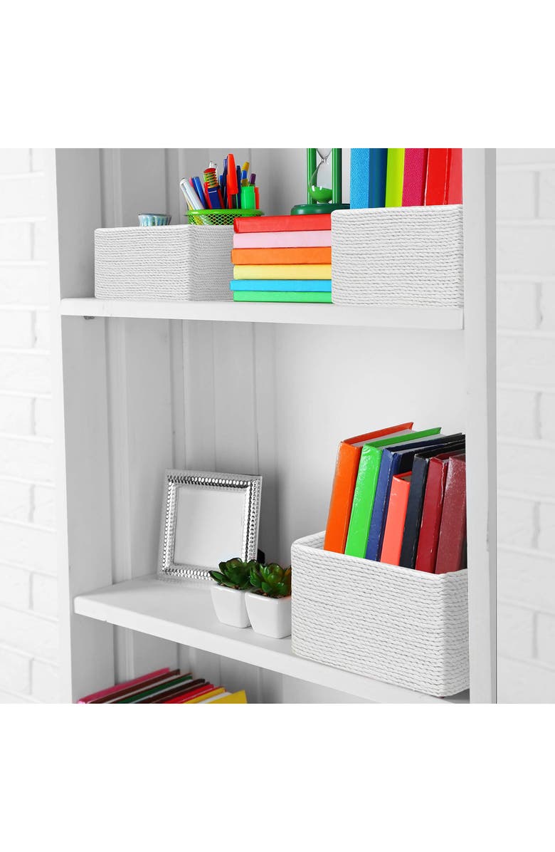 SORBUS Set of 4 Woven Rope Baskets, Alternate, color, White