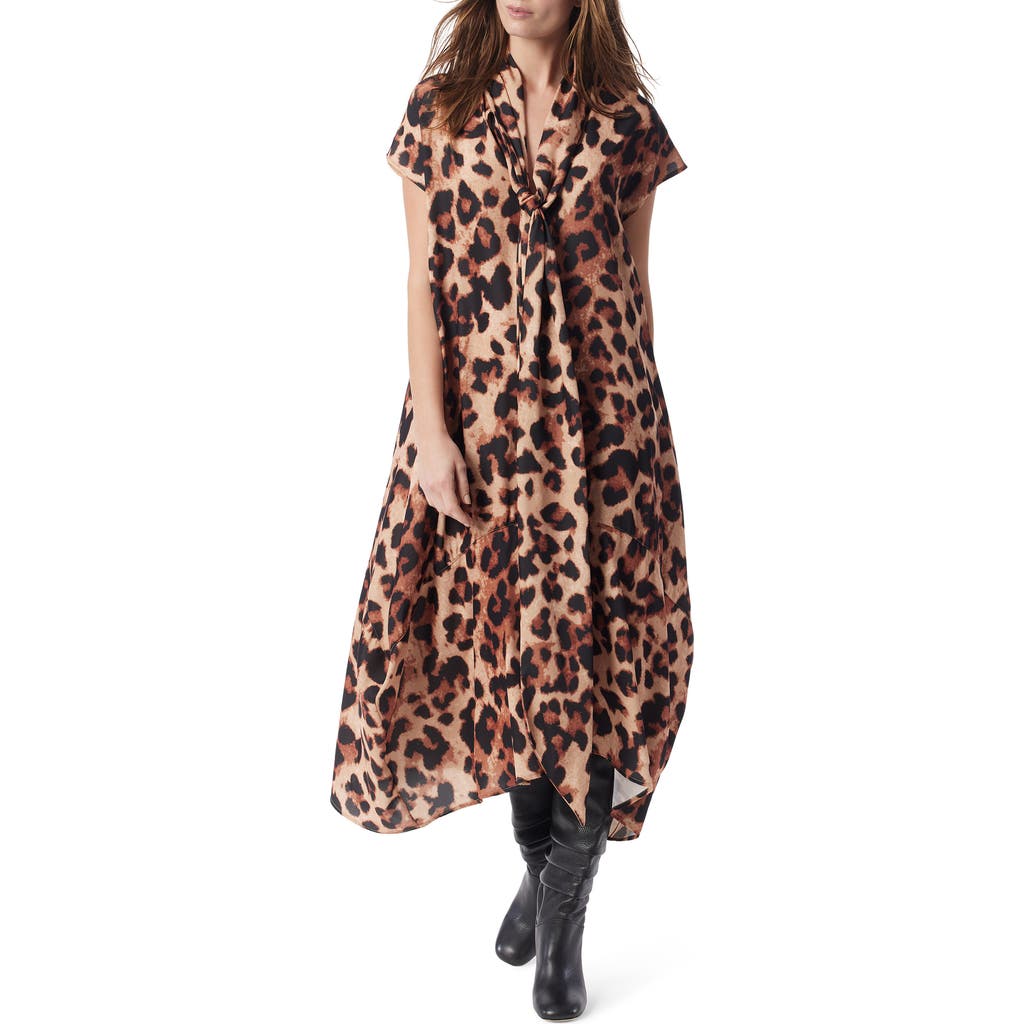Do By Dee Ocleppo Jasmina Pussybow Tie Shift Dress In Animal Print