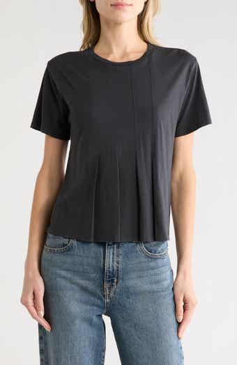 Short Sleeve Pleated Cotton T-Shirt