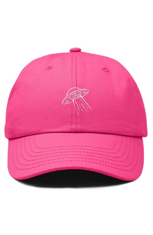 Dalix Ufo Embroidered Adjustable Dad Cap In Hot Pink