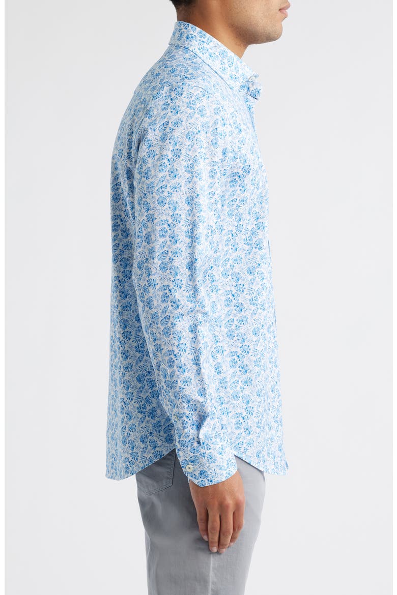 James OoohCotton® Leaf Print Button-Up Shirt, Alternate, color, CLASSIC BLUE
