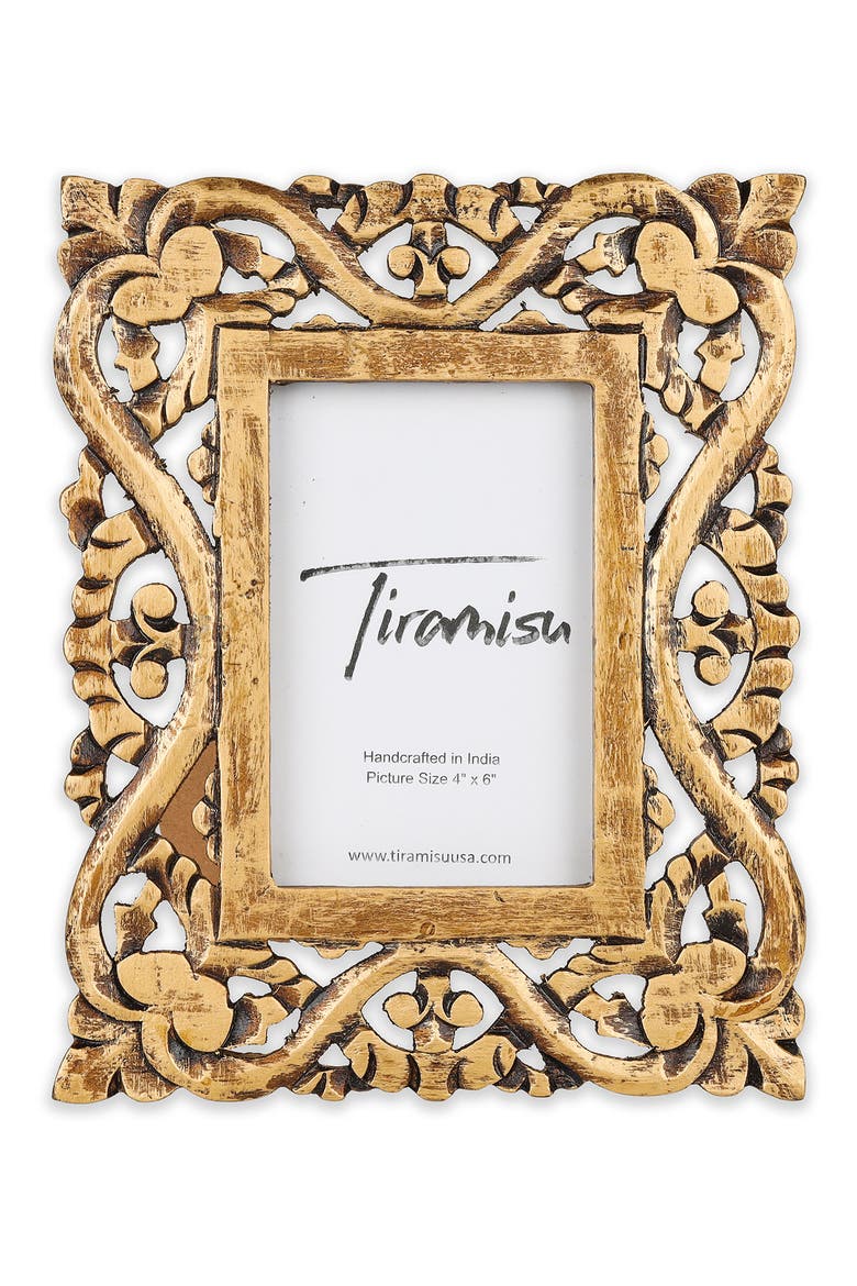 Luxe Wood Carved Picture Frame, Main, color, GOLD/ ANTIQUE
