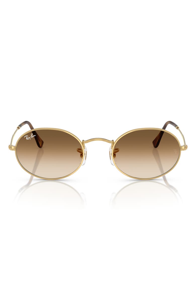 Ray-Ban 51mm Gradient Oval Sunglasses, Main, color, Gold Flash