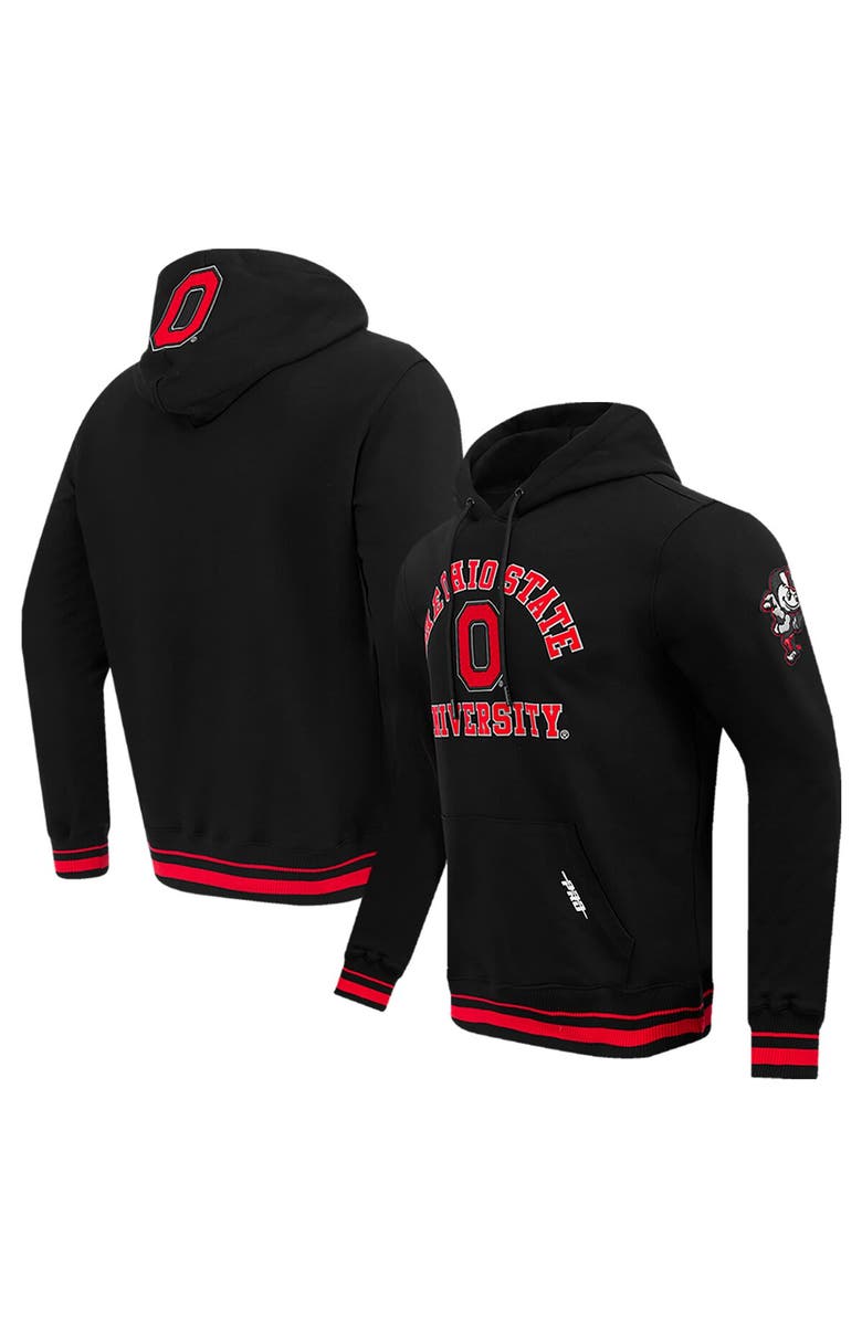 PRO STANDARD Men's Pro Standard Black Ohio State Buckeyes Classic Stacked Logo Fleece Pullover Hoodie, Main, color, 