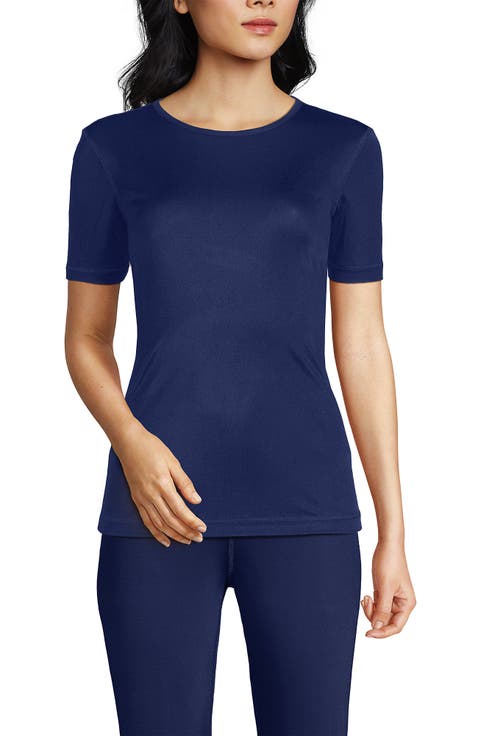 Womens' Silk Interlock Short Sleeve Crewneck Long Underwear Thermal Baselayer Top