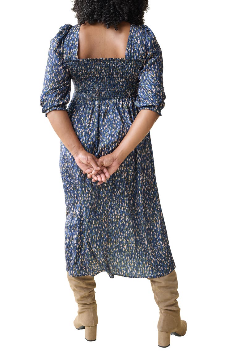 The Breeze Elbow Sleeve Sateen Maternity Dress, Alternate, color, BLUE MULTI BLUR DOT