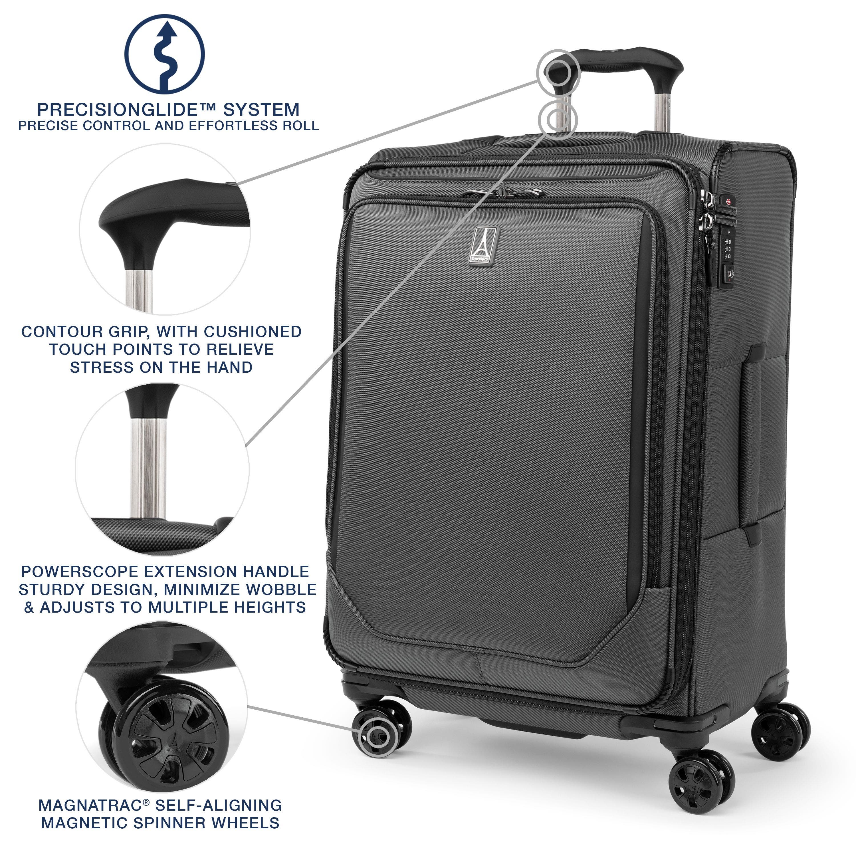 TRAVELPRO Crew Classic 2-Piece Set - Carry On 21-Inch & Checked-Medium Spinner, Alternate, color, Titanium Grey