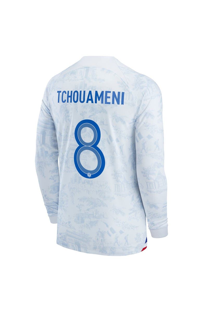 Nike Men's Nike Aurélien Tchouaméni White France National Team 2022/23 Away Breathe Stadium Replica Long Sleeve Jersey, Alternate, color, 