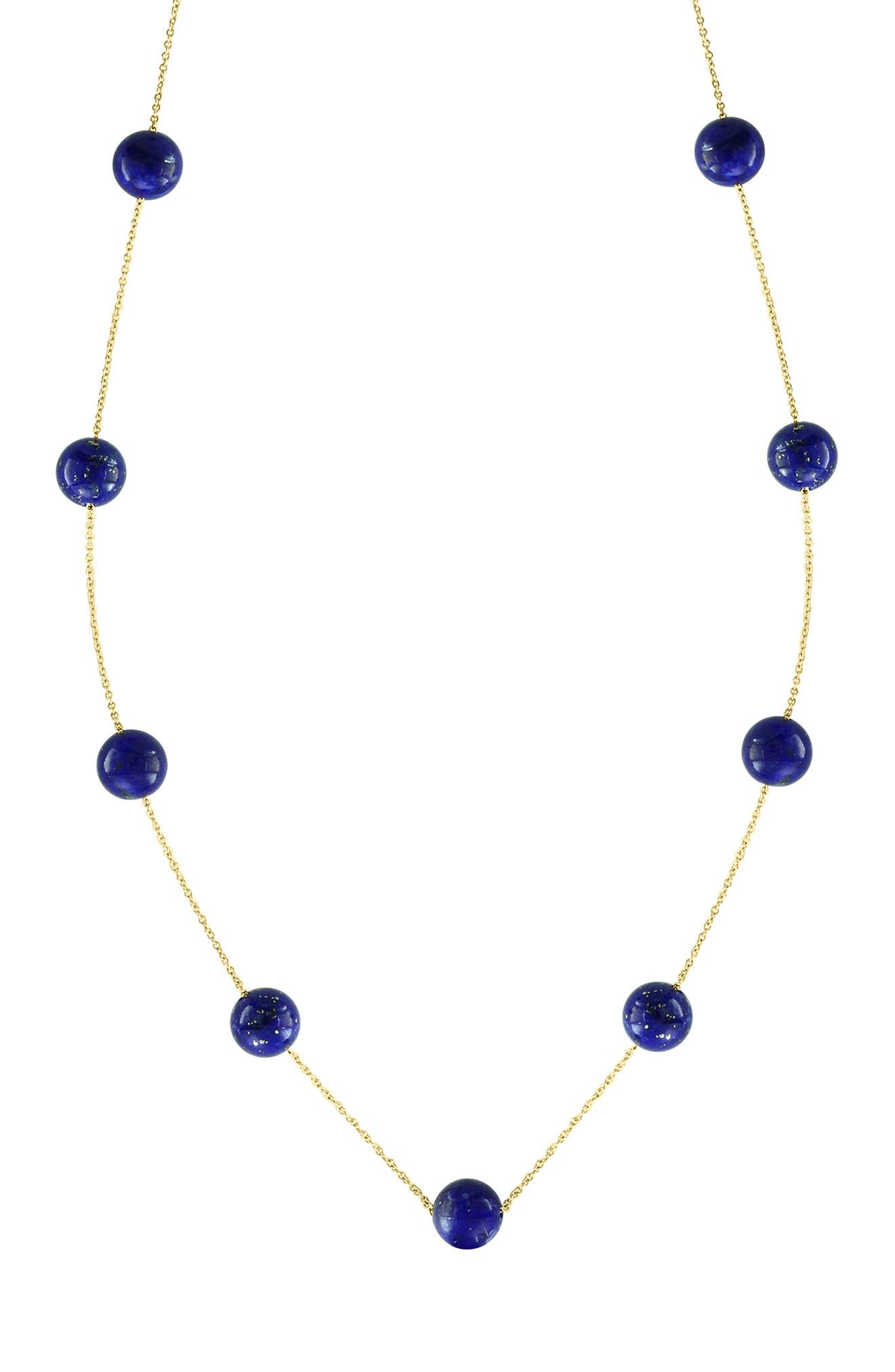 EFFY 14K Yellow Gold Lapis Lazuli Bead Station Necklace