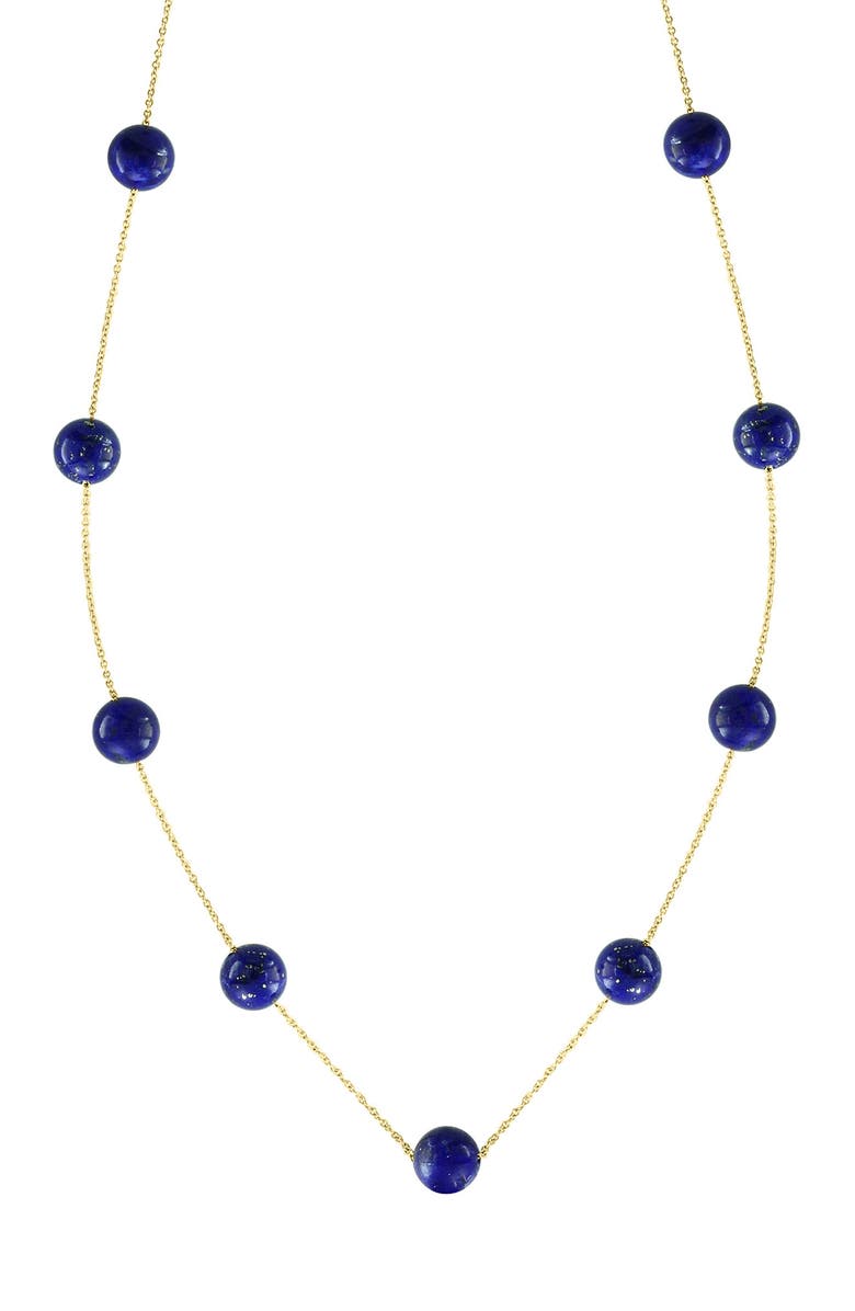 EFFY 14K Yellow Gold Lapis Lazuli Bead Station Necklace, Main, color, Blue