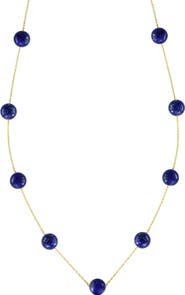EFFY 14K Yellow Gold Lapis Lazuli Bead Station Necklace