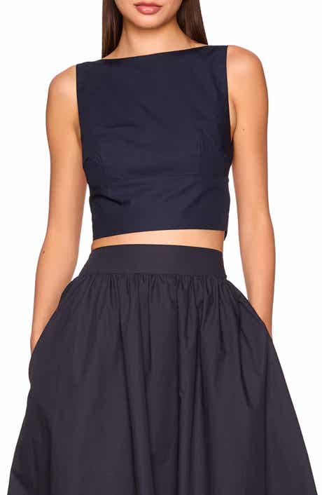 Susana Monaco Open Bow Back Cotton Poplin Top