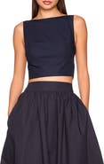 Susana Monaco Open Bow Back Cotton Poplin Top