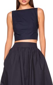 Susana Monaco Open Bow Back Cotton Poplin Top